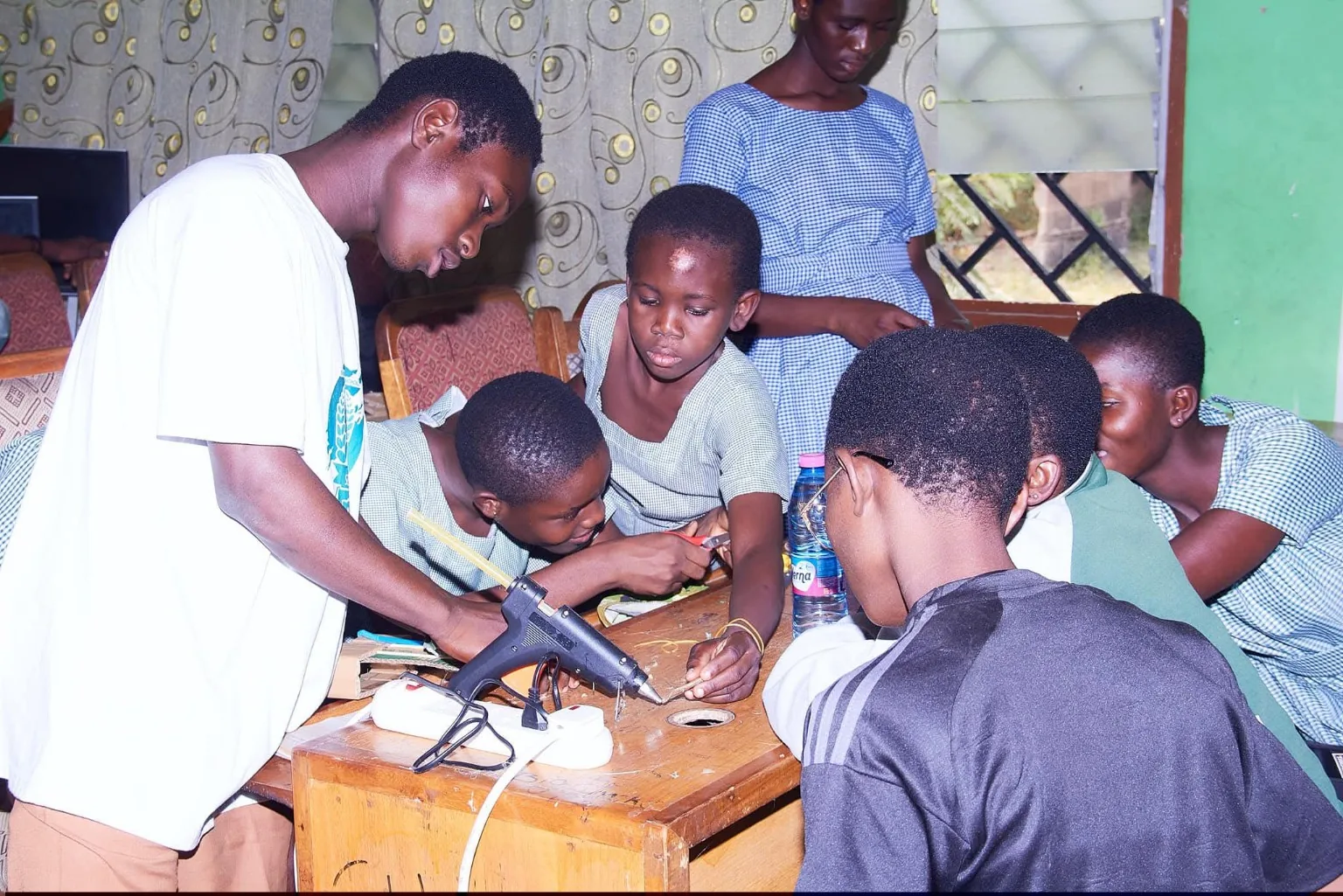 Participant working with networking equipment